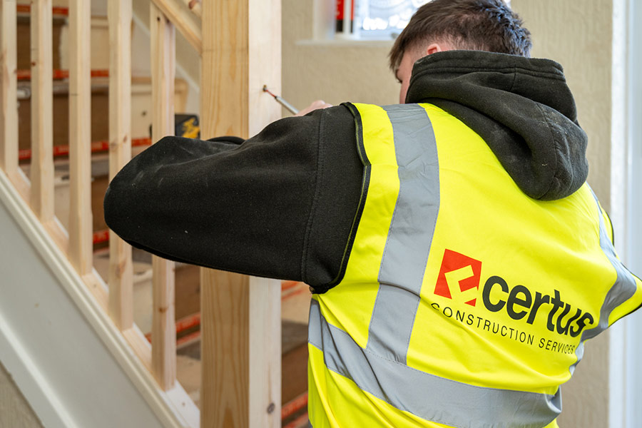 Carpenter working on a new staircase